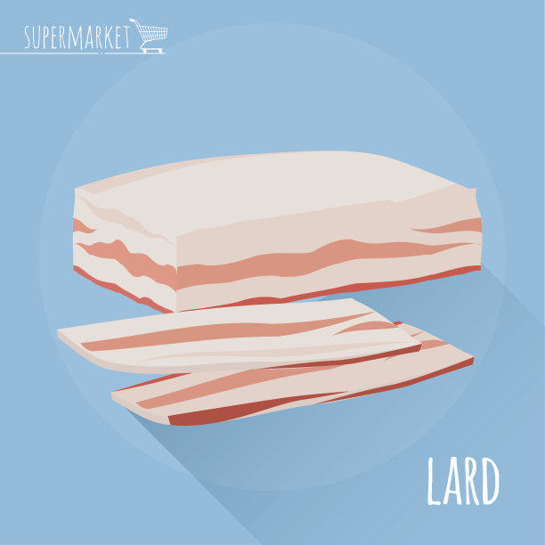 扁平设计切片猪油与长阴影。图片下载