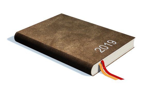 棕色日历书笔记本2019年孤立上白图片下载