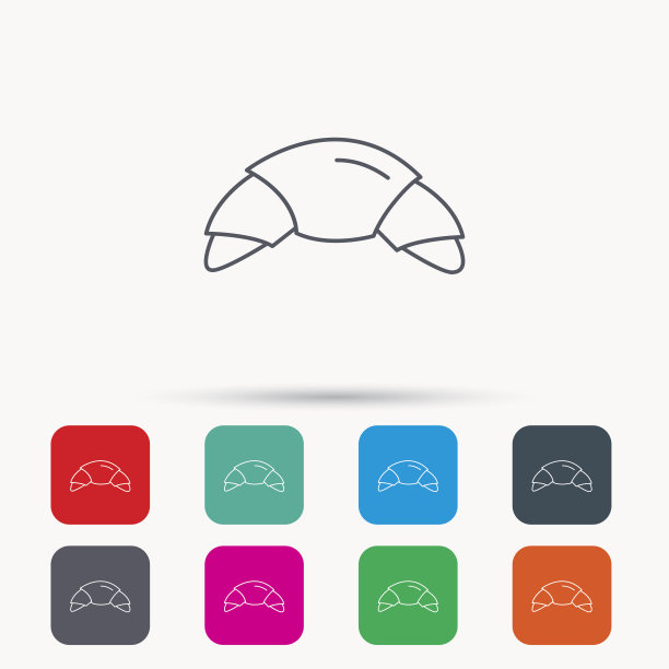 羊角面包图标。面包的迹象。图片下载