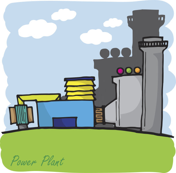 电厂工程可爱向量图片下载