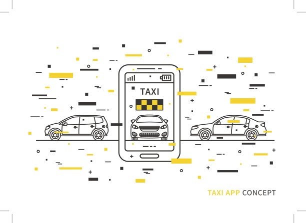 手机打车应用矢量图图片下载