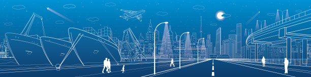 工业货运港，人民，街道生活，水上船只图片下载