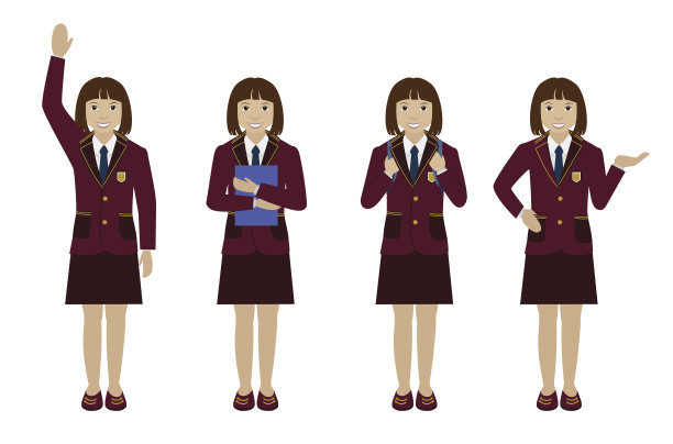女学生在统一的平面矢量图片下载