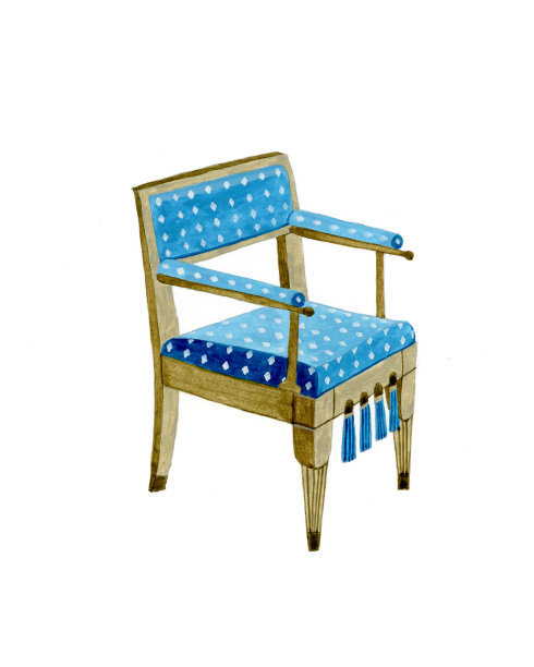 蓝色的钻石图案扶手椅图片下载