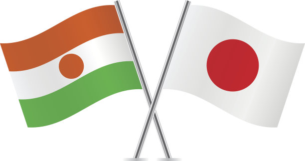 尼日尔和日本国旗。向量。图片下载