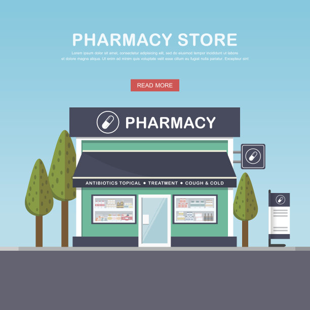 城市空间中的药房立面图片下载