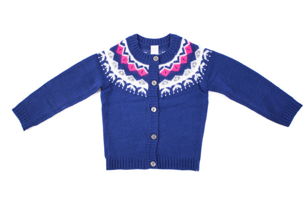 时尚的蓝色毛衣孩子在一个白色的背景图片下载