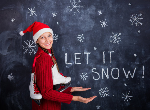 快乐的女孩，让它下雪吧图片下载