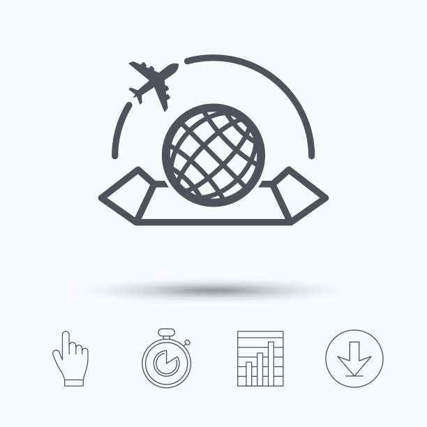 世界地图图标，飞机旅行标志图片下载