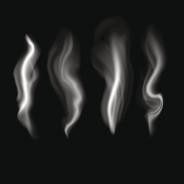 精致的白色香烟烟雾波透明背景矢量插图图片下载