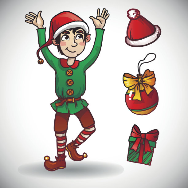 滑稽可爱的驯鹿圣诞矢量插图集图片下载