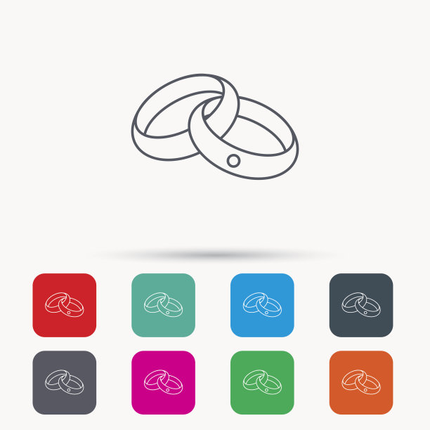 结婚戒指图标。新娘和新郎的珠宝。图片下载