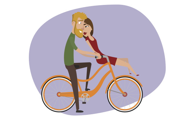 女孩和一个骑自行车的男人图片下载