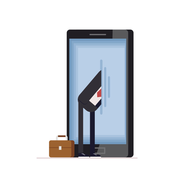 商人或经理在电话中搜索信息。人传送。移动图片下载