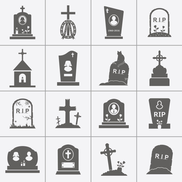 墓碑和墓碑图标设置图片下载