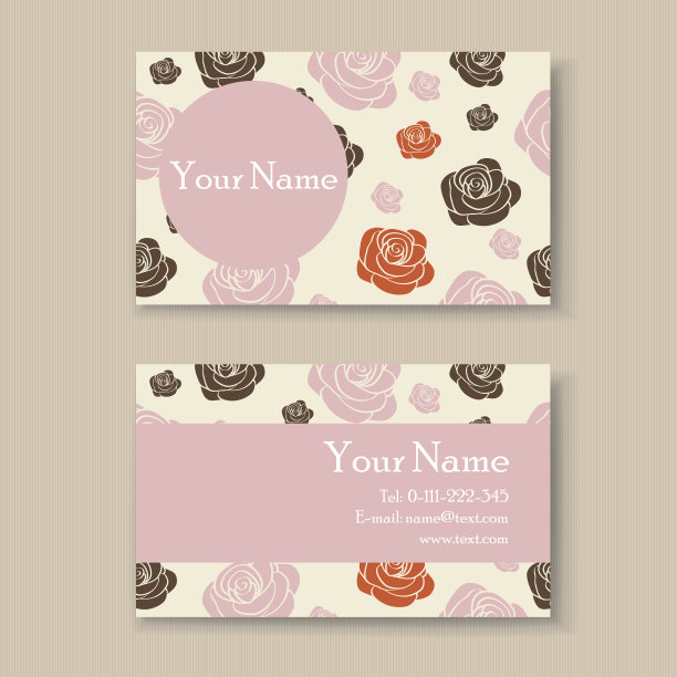 花的复古名片图片下载