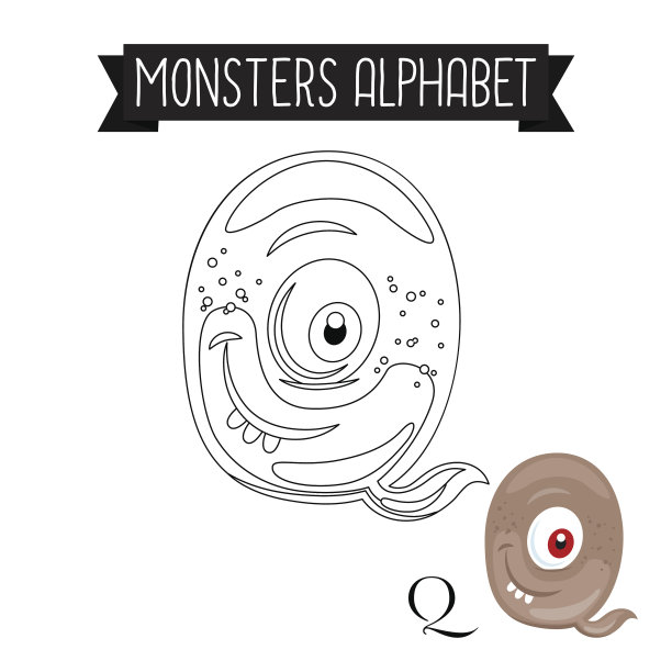 着色页怪物字母字母Q图片下载