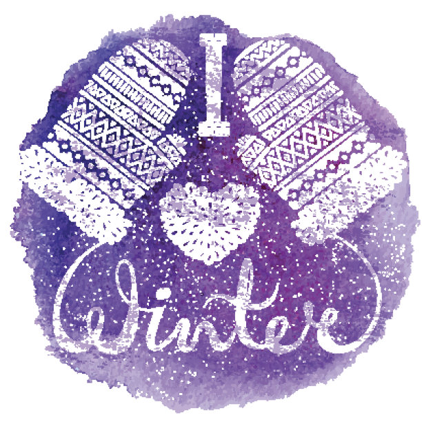 我喜欢冬天的文字和针织羊毛手套心图片下载