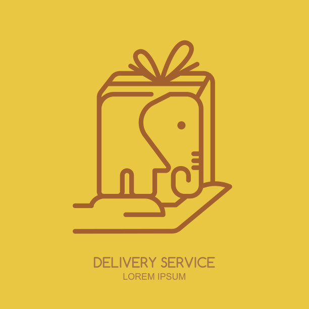 矢量标签或徽章设计与大象邮筒。图片下载