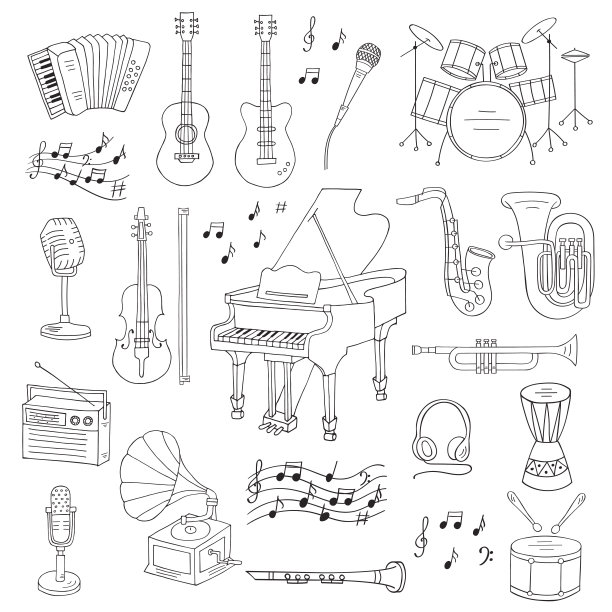 音乐图标设置矢量插图图片下载