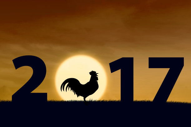 日落中的鸡和2017号图片下载