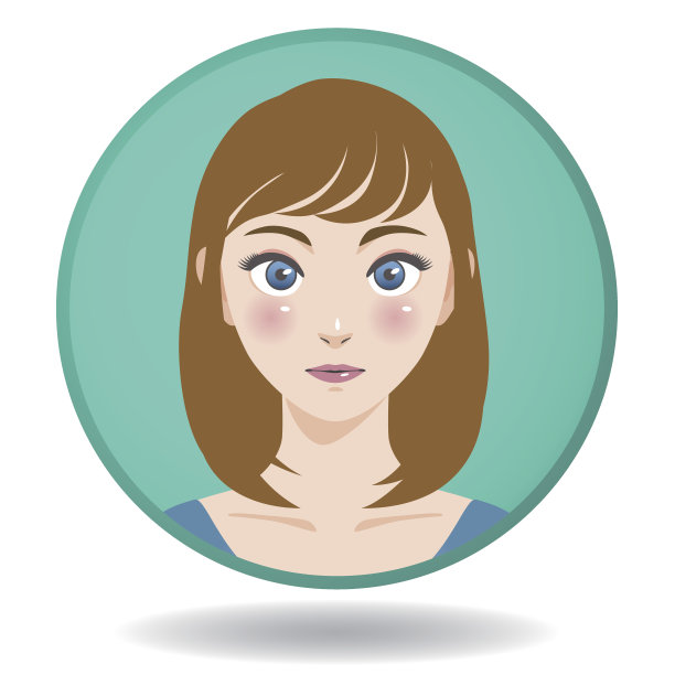 女人正面卡通头像图标图片下载