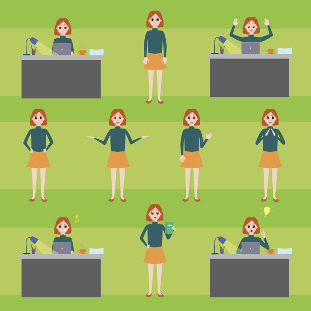 女作家矢量设置插图图片下载