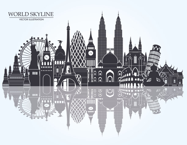 世界的轮廓。矢量插图。行风格设计素材图片