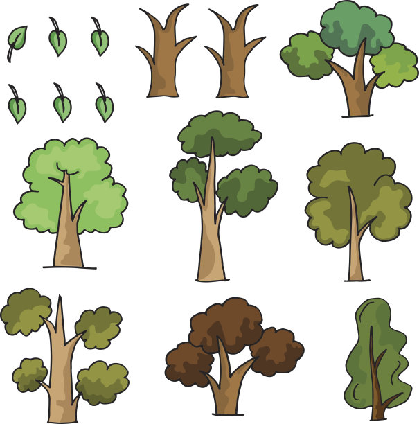涂鸦树卡通风格图片下载