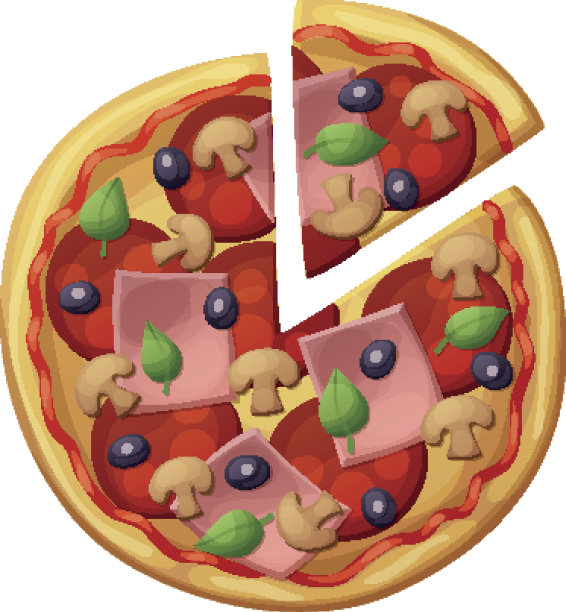 有香肠，火腿，蘑菇，橄榄的披萨。俯视图图片下载