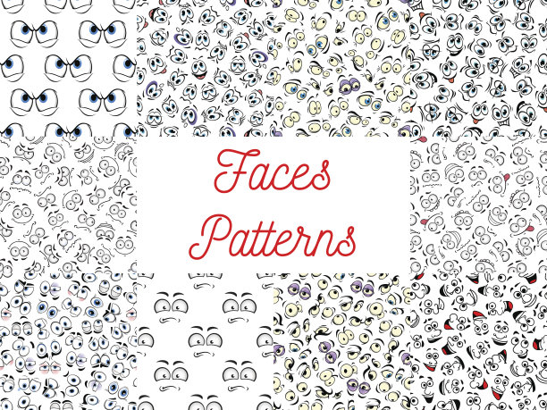 人类卡通面孔模式图片下载