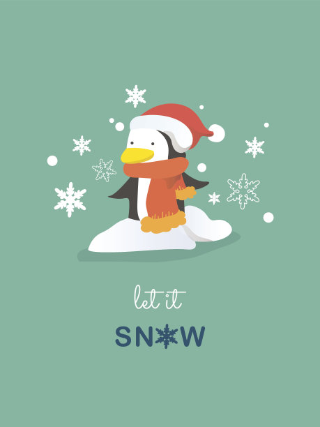 企鹅的圣诞贺卡。矢量插图。图片下载