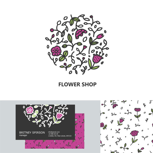 商业身份设置为花店。线型设计。图片下载