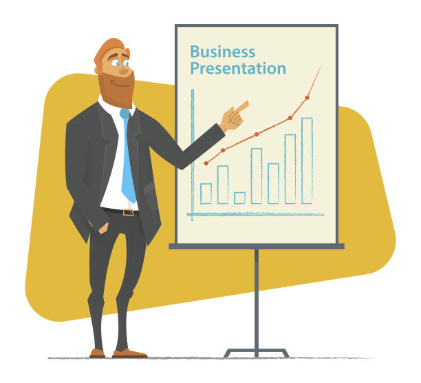 商人做演示。角色设计。矢量插图。图片下载