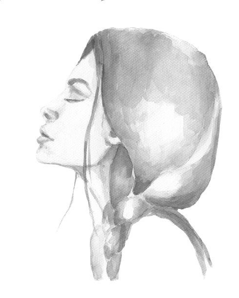 梳着辫子的水彩画女孩图片下载