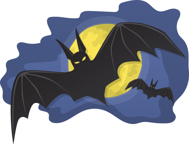 蝙蝠在满月的夜空中飞翔图片下载