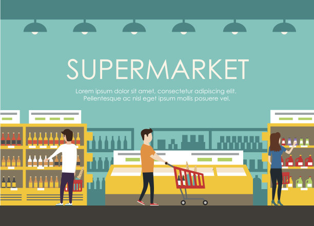 人们在超市。矢量平面插图。杂货店图片下载