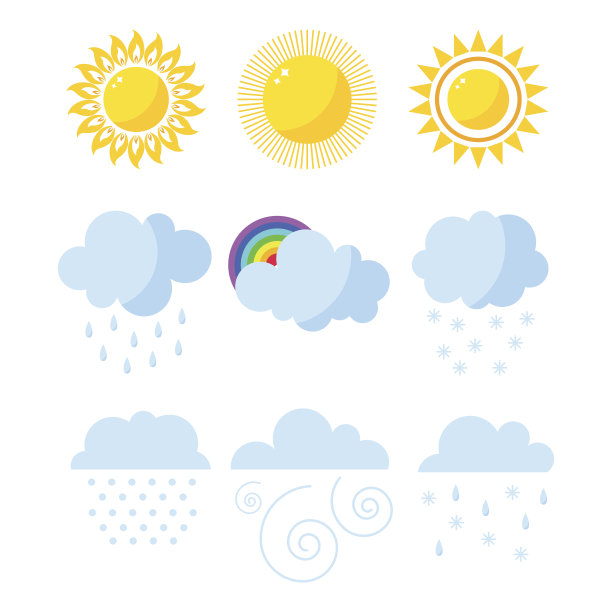 天气图标向量的集合。图片下载