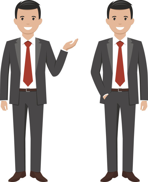 矢量插图的一个年轻的卡通风格微笑的商人图片下载