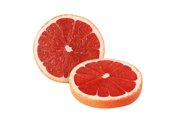 切割柚子果实孤立的白色背景与修剪路径图片下载