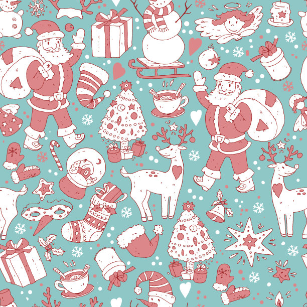圣诞快乐无缝图案，新年快乐背景，wra图片下载