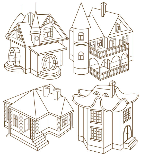 一套现代房屋(矢量图)图片下载