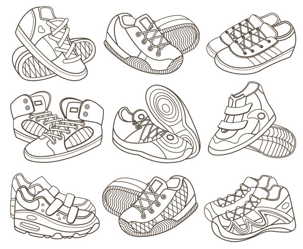 现代运动鞋套装(涂色书)图片下载