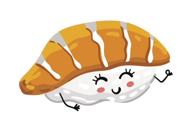 有趣的生鱼片寿司孤立卡通人物图片下载