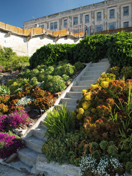 走上恶魔岛花园，后面是监狱图片下载