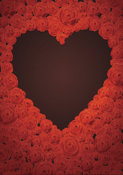 情人节贺卡。玫瑰上的暗心形状图片下载