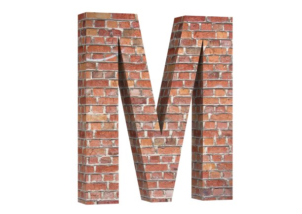3D插图M砖字体3D渲染图片下载