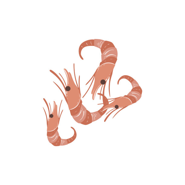 虾明亮的颜色孤立的插图。超市产品明亮的颜色简单的矢量图标。图片下载