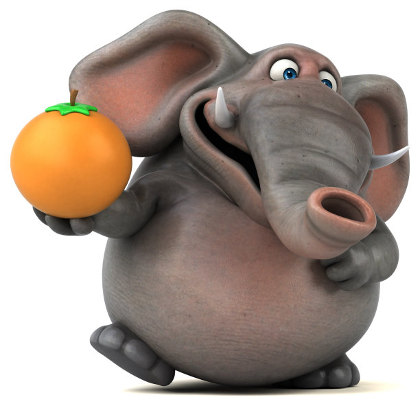 有趣的大象- 3D插图图片下载