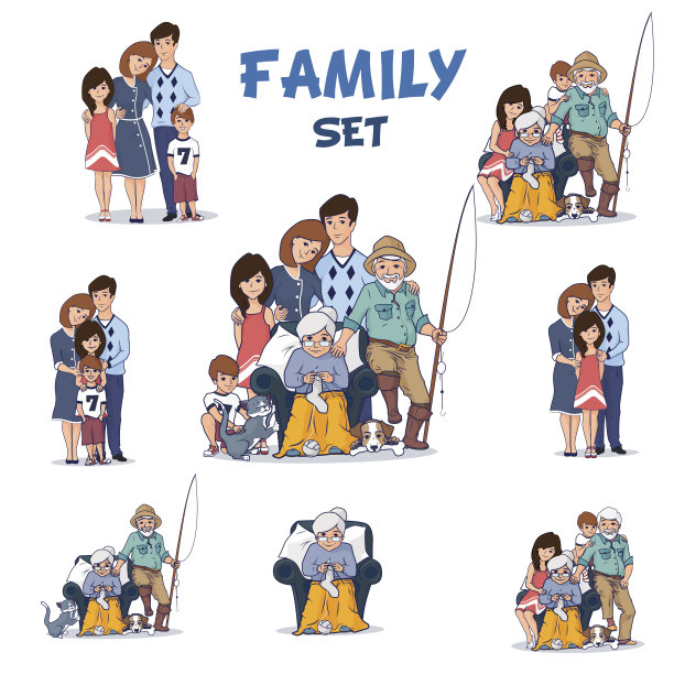 家庭设置矢量插图孤立在白色背景图片下载
